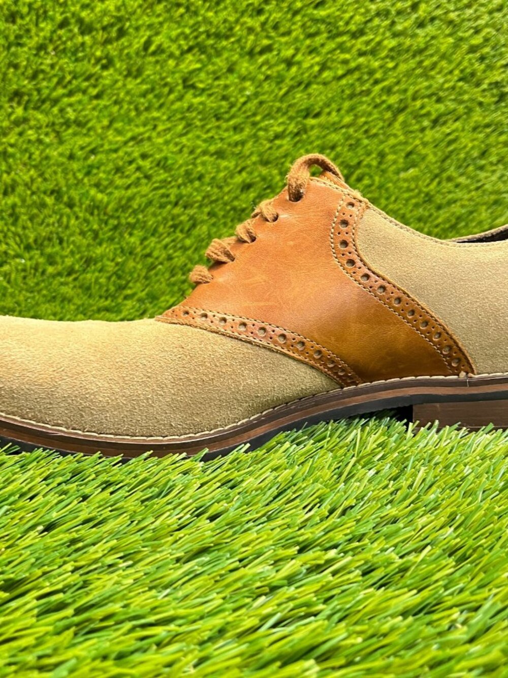 Cole Haan Great Jones Saddle Mens Size 7.5 Brown Classic Suede Oxford Shoes - Picture 2 of 10